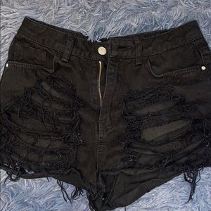 Misguided Ripped Black Shorts